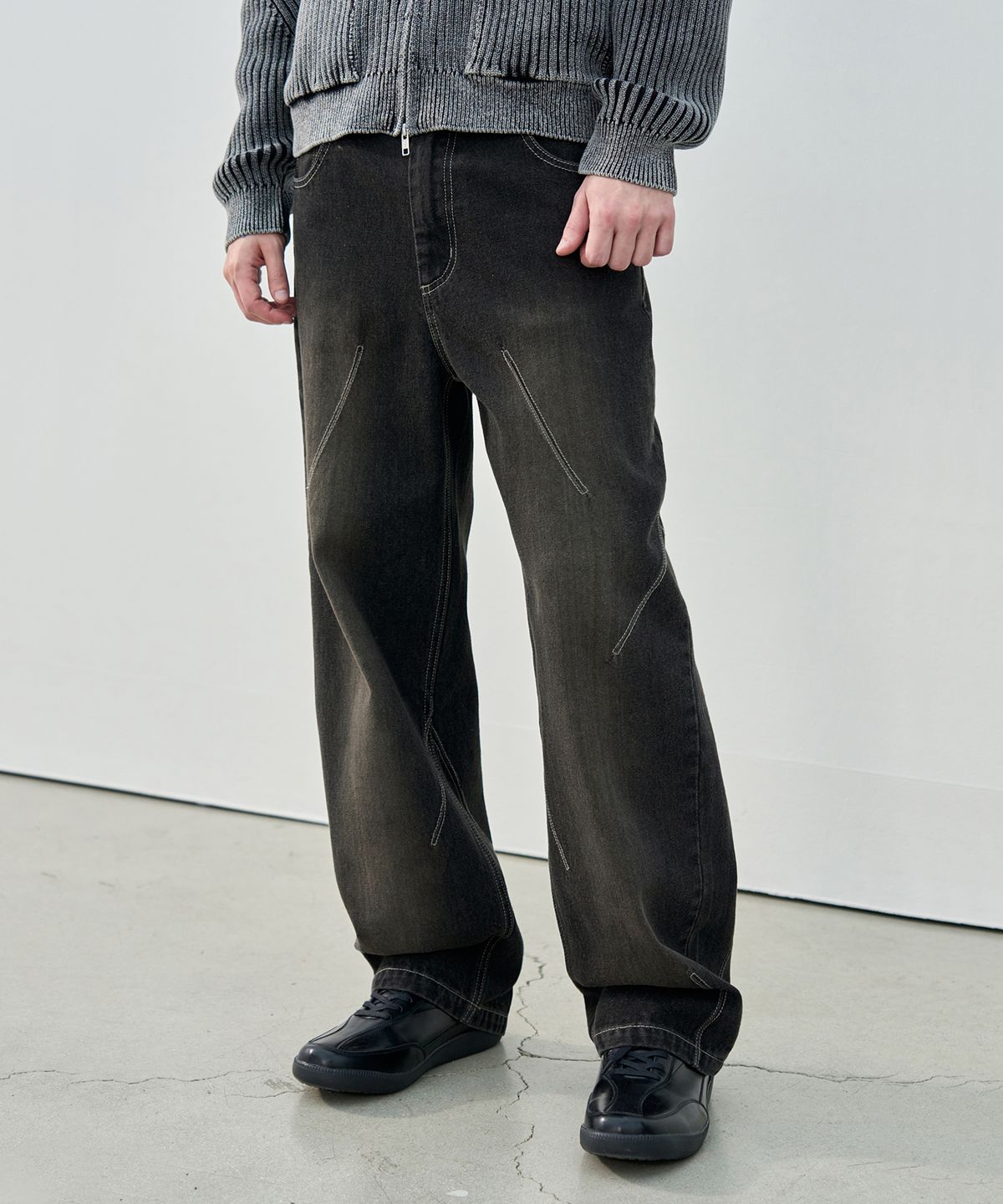 드로우핏(DRAW FIT) 이레규러 라인 데님팬츠 [BLACK]