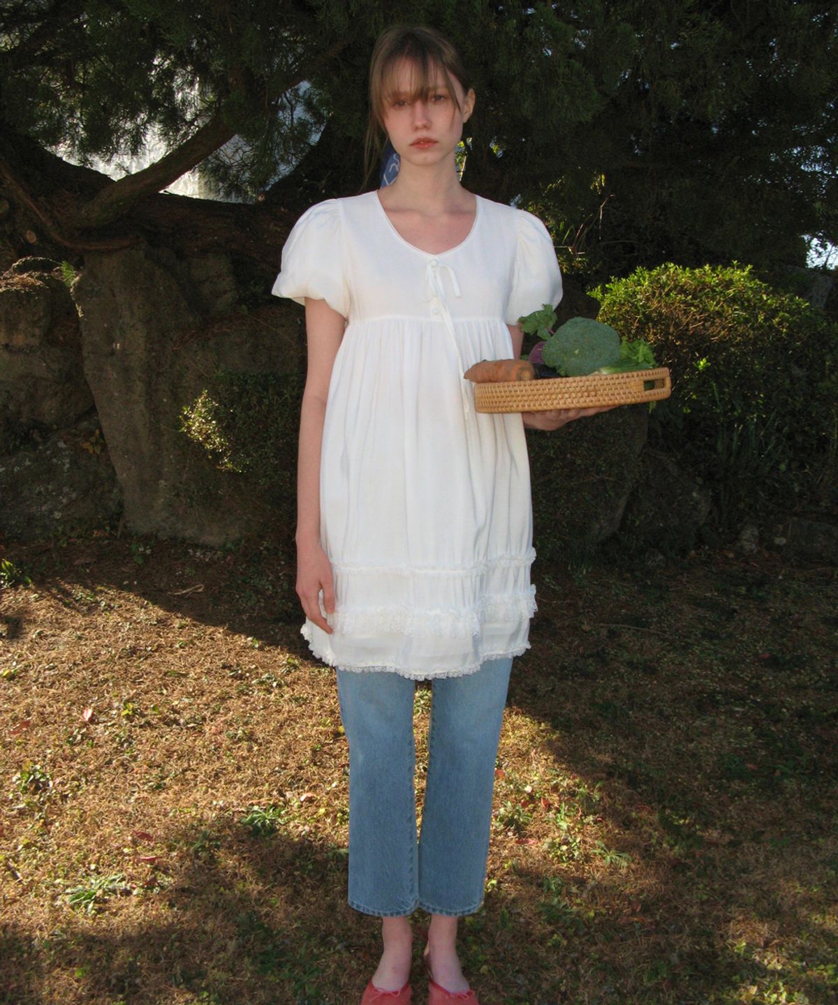 시눈(SINOON) LACE PUFF DRESS (WHITE)