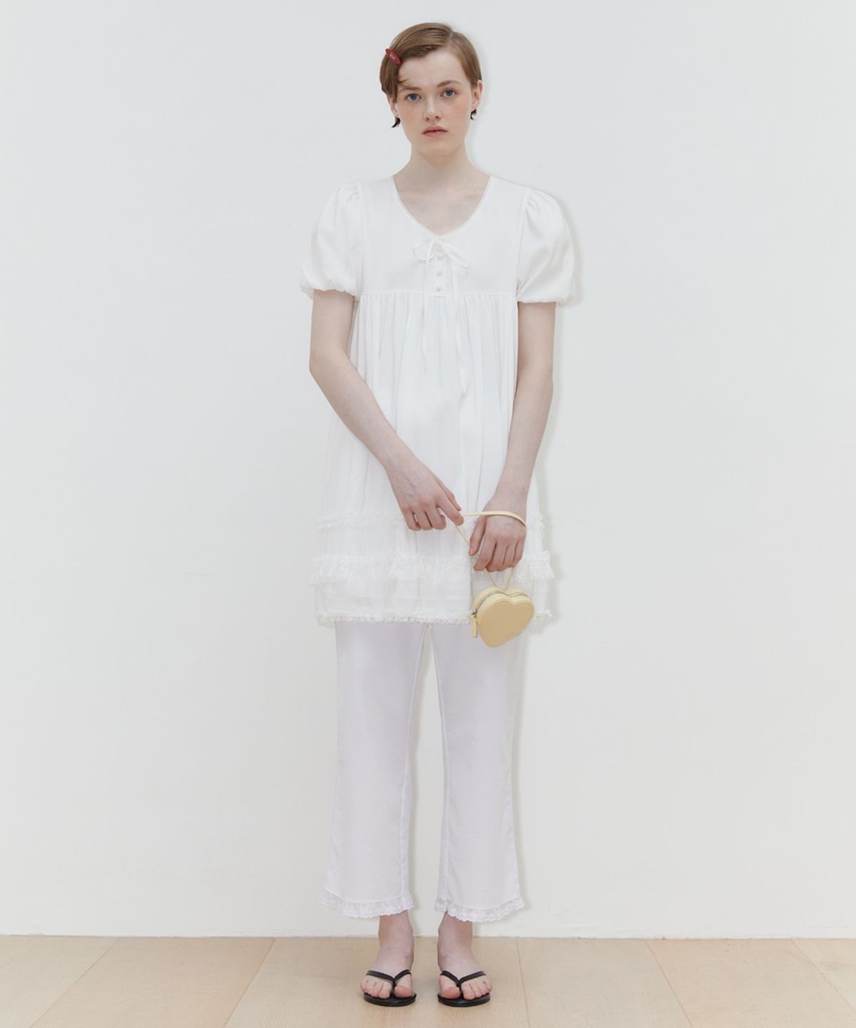 시눈(SINOON) LACE PUFF DRESS (WHITE)