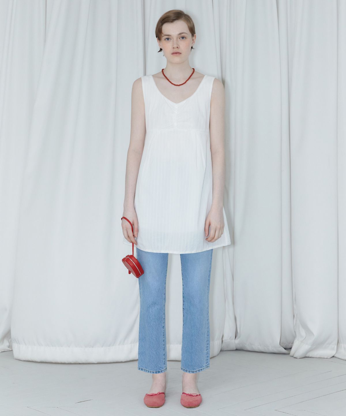 시눈(SINOON) LACE SLEEVELESS DRESS (WHITE)