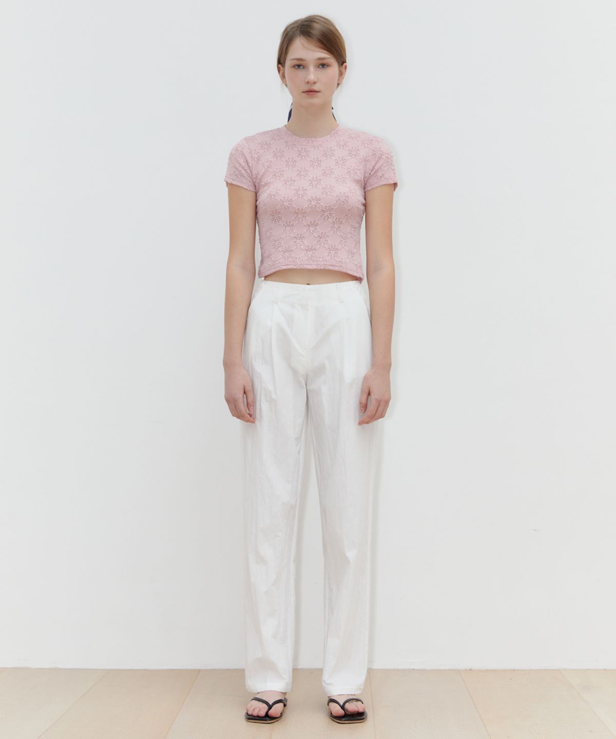 시눈(SINOON) FLOWER JACQUARD T-SHIRT (PINK)