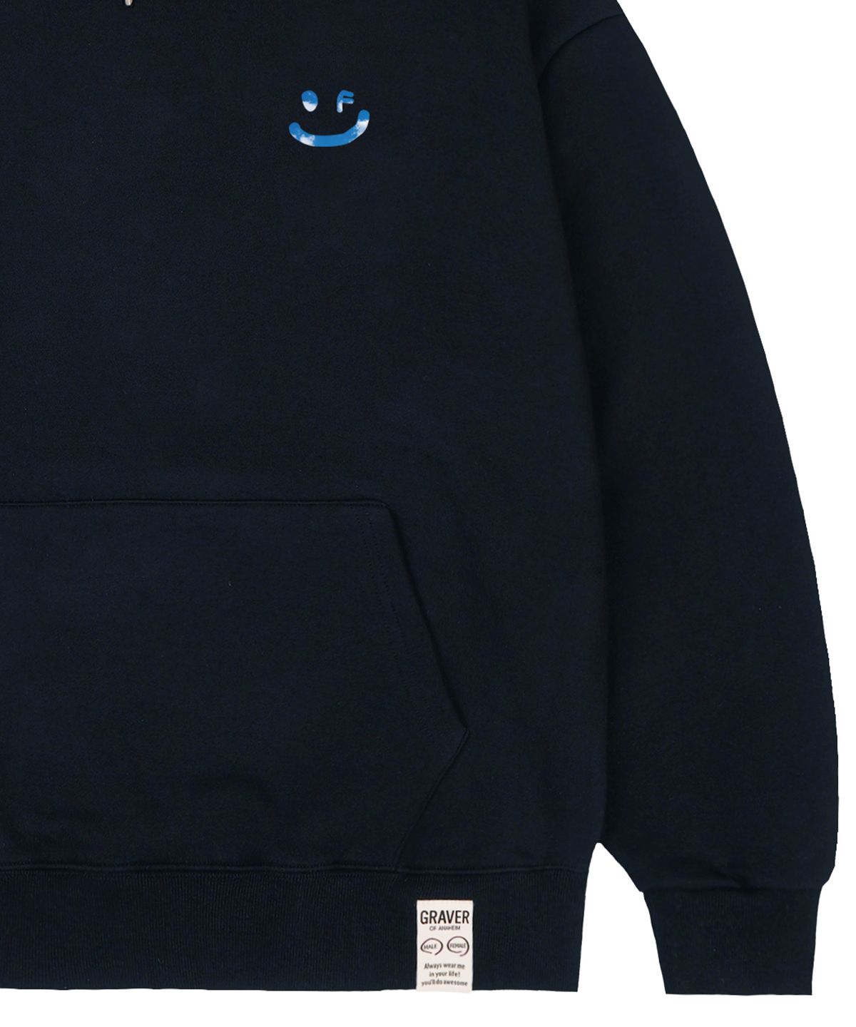 그레이버(GRAVER) [UNISEX]SKY 구름 드로잉스마일 후드티_네이비