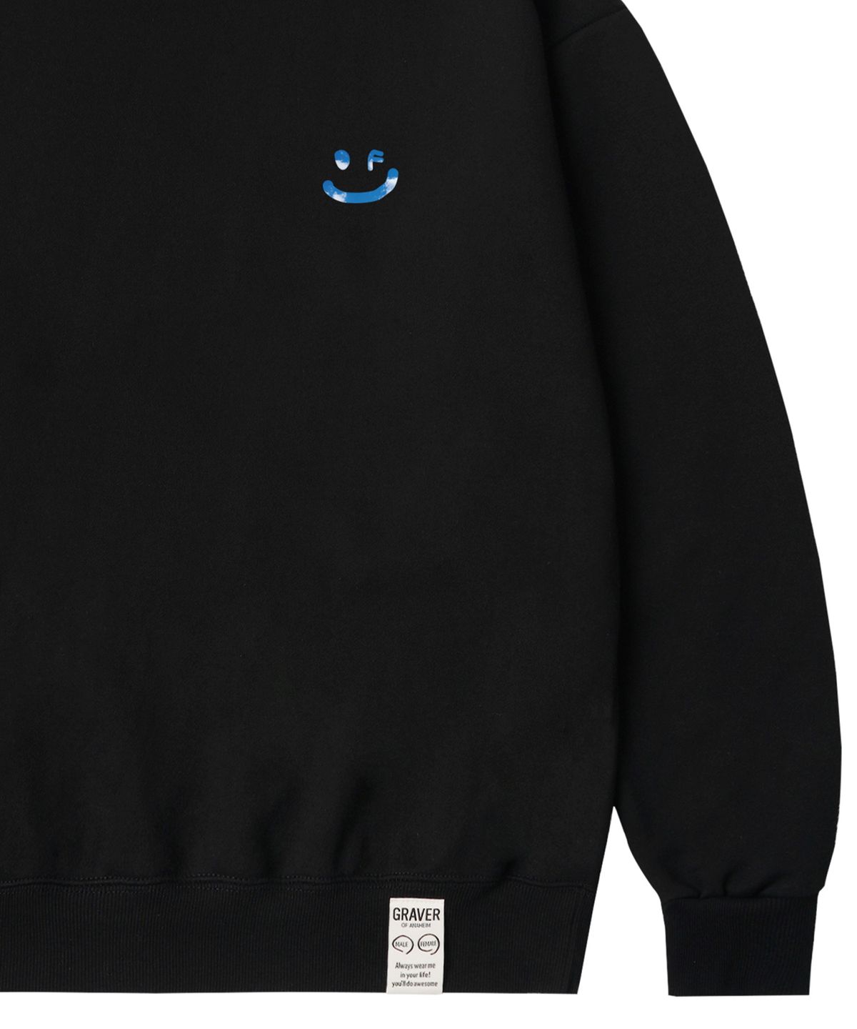 그레이버(GRAVER) [UNISEX]SKY 구름 드로잉스마일 맨투맨_블랙