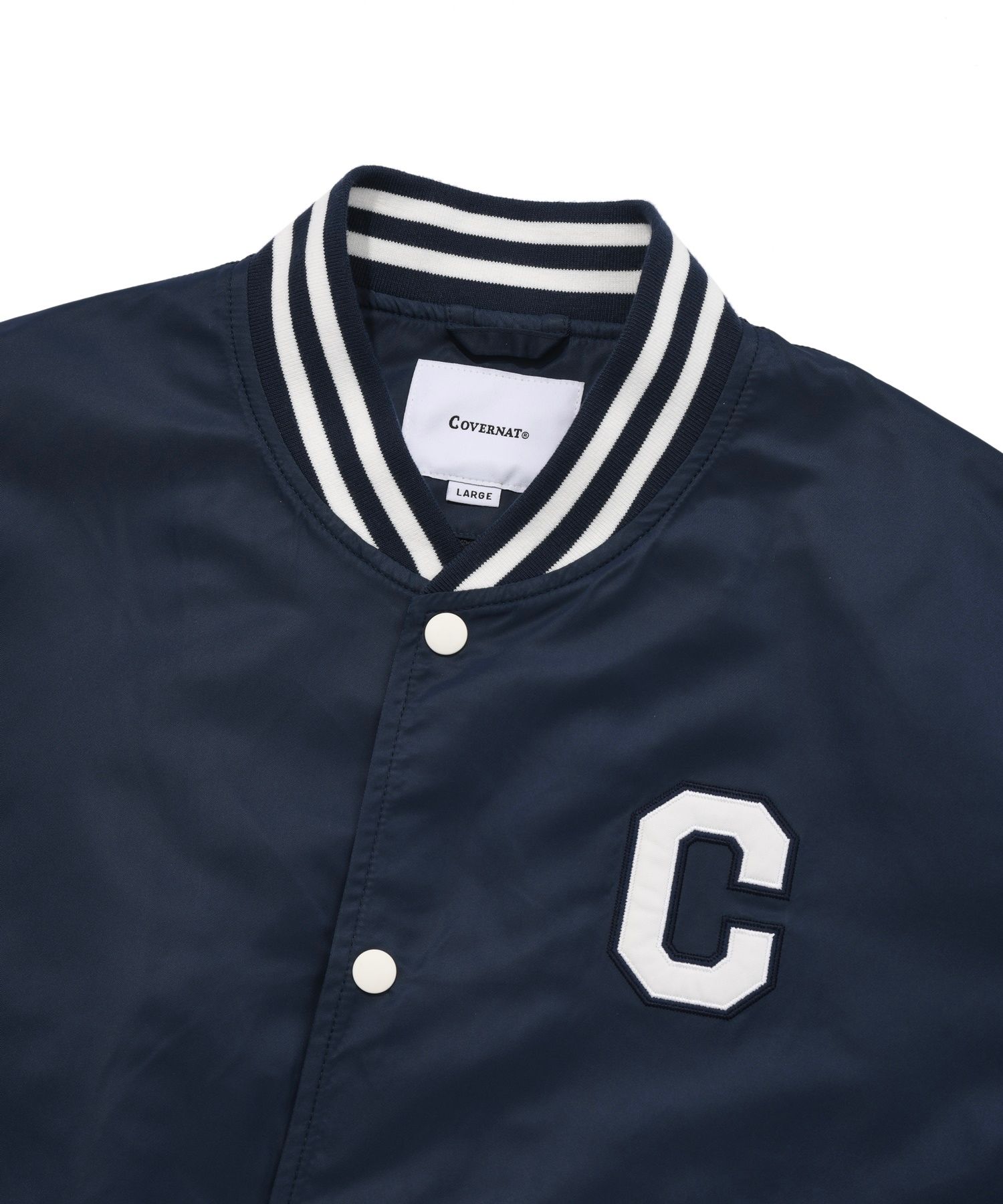 MUSINSA | COVERNAT C logo varsity jacket navy