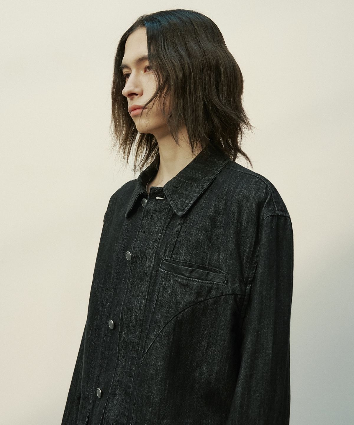 미나브(MINAV) 버티컬 데님 초어 자켓 [그라파이트]
