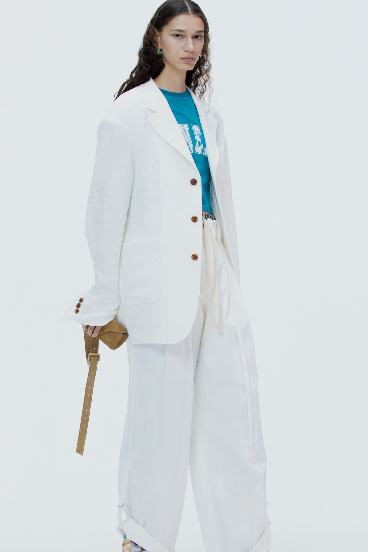 노앙(NOHANT) LINEN OVERFIT FRINGE JACKET IVORY