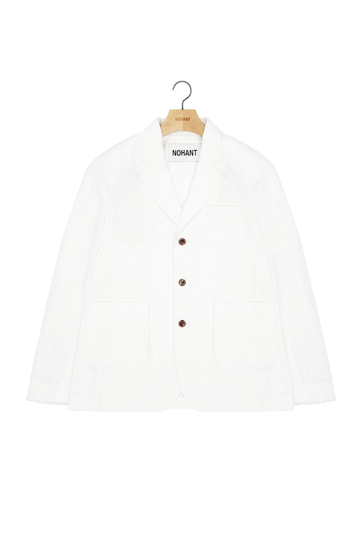 노앙(NOHANT) LINEN OVERFIT FRINGE JACKET IVORY