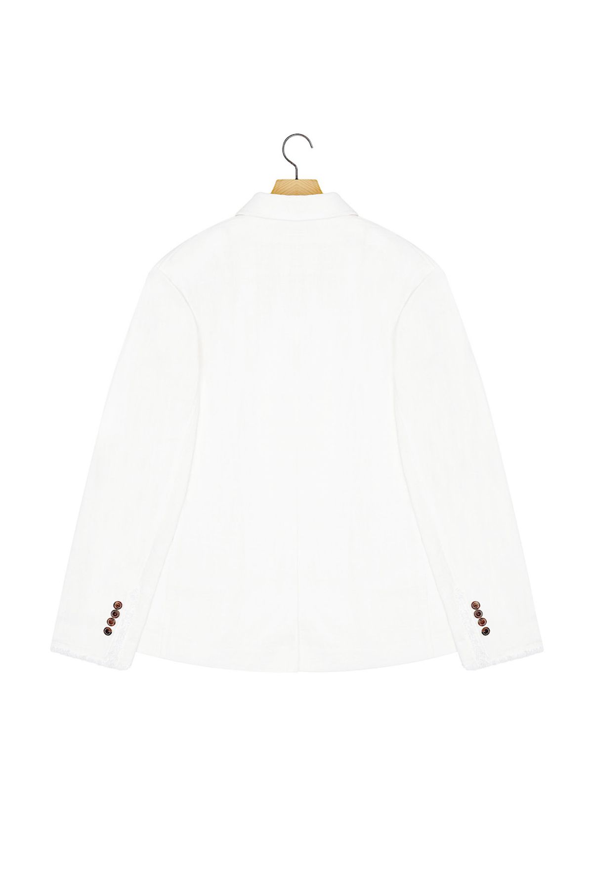 노앙(NOHANT) LINEN OVERFIT FRINGE JACKET IVORY