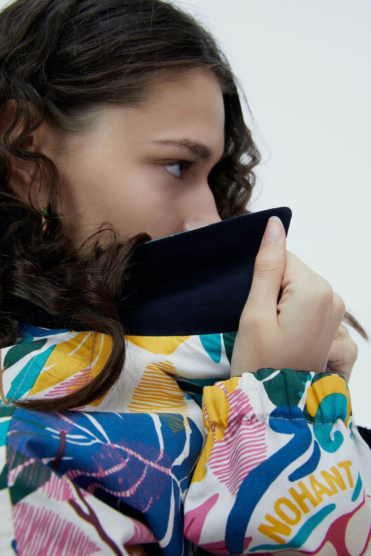 노앙(NOHANT) COTTON REVERSIBLE TROPICAL SINGLE JACKET NAVY/TROPICAL