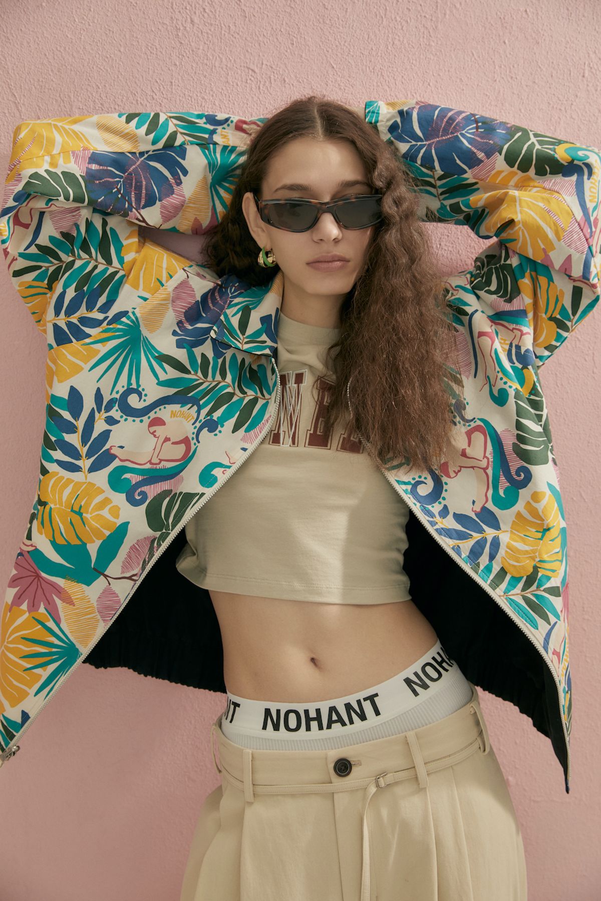 노앙(NOHANT) COTTON REVERSIBLE TROPICAL SINGLE JACKET NAVY/TROPICAL