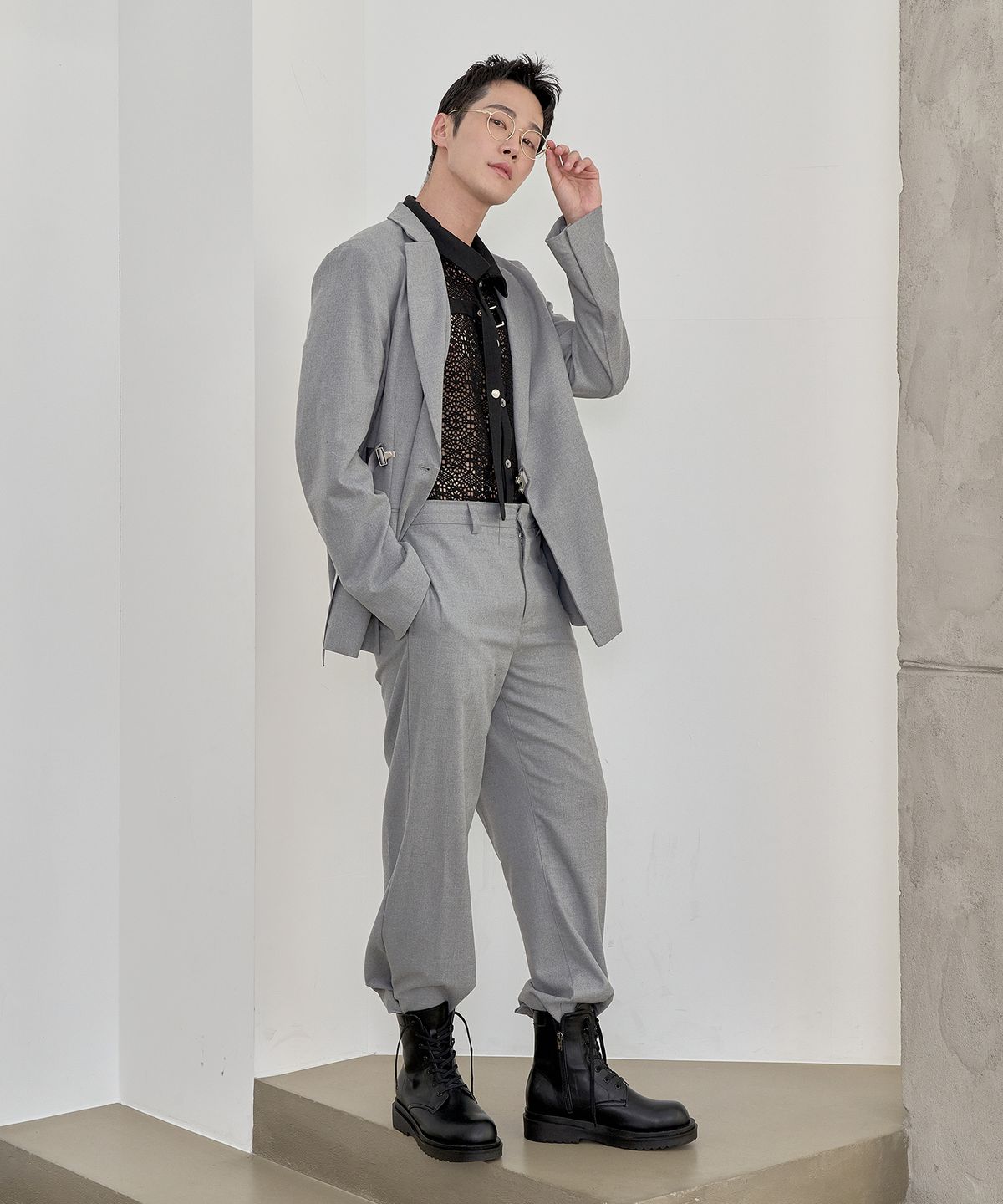 슈하이(SHOEHI) [무신사단독](255~280)카일 레이스업 키높이 워커 부츠_LM7515