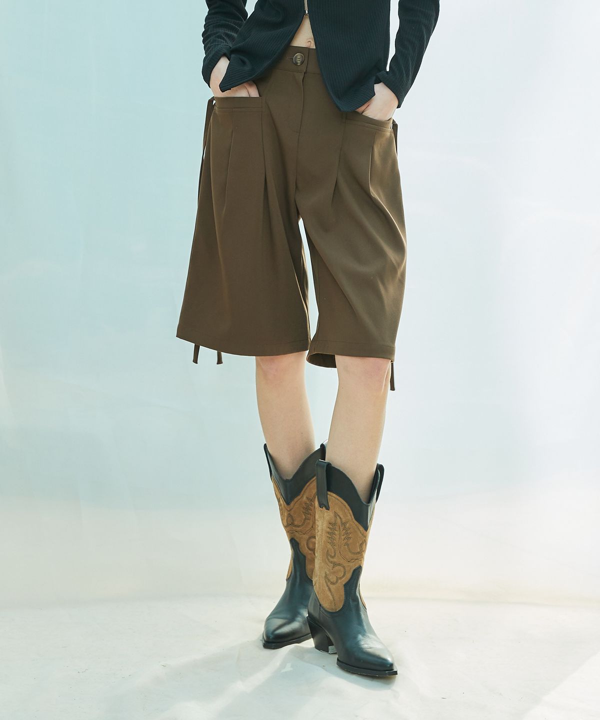 라티젠(LARTIGENT) L9 RIBBON BERMUDA PANTS(BROWN)