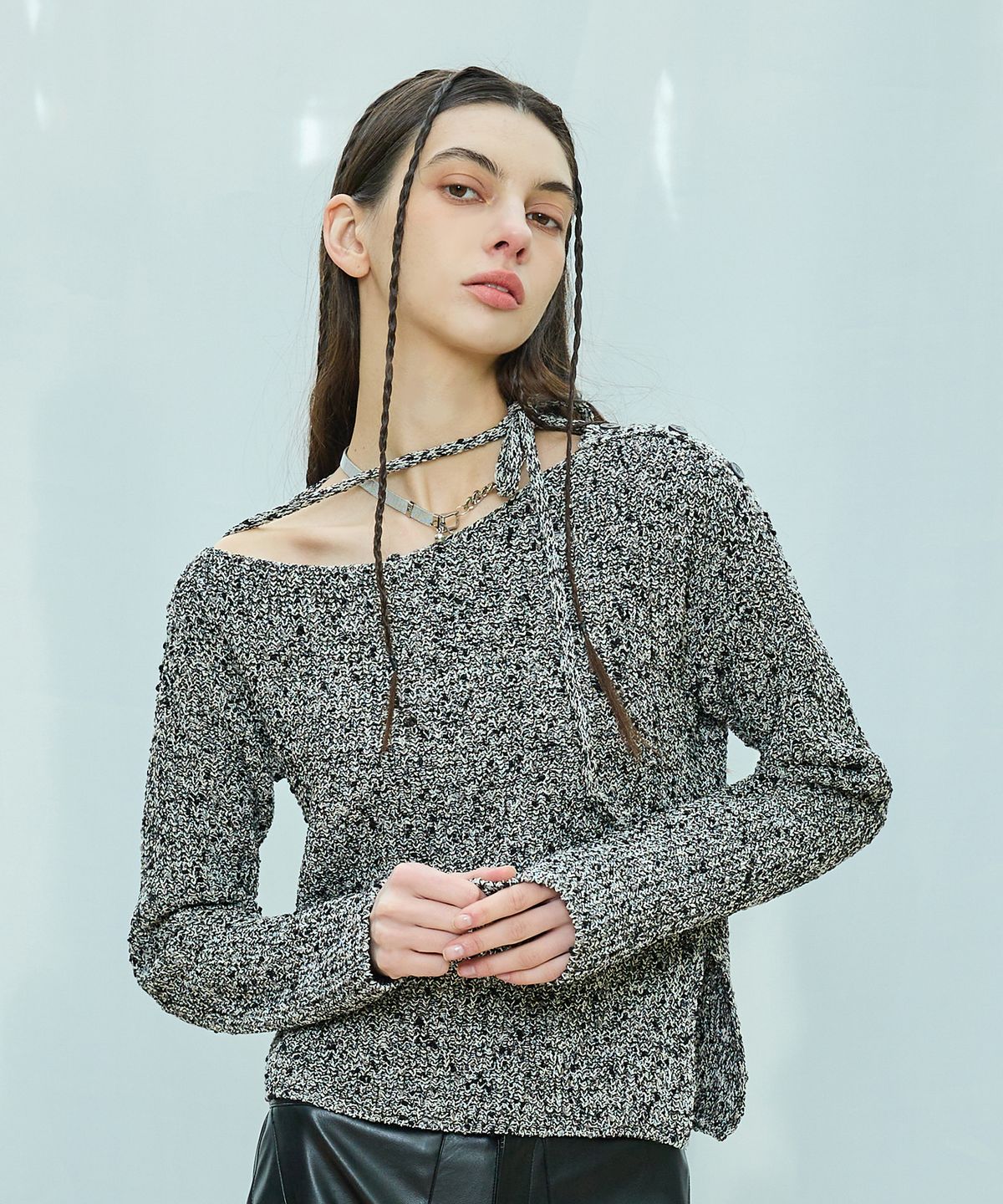 라티젠(LARTIGENT) L9 MIX OPEN KNIT(BLACK)
