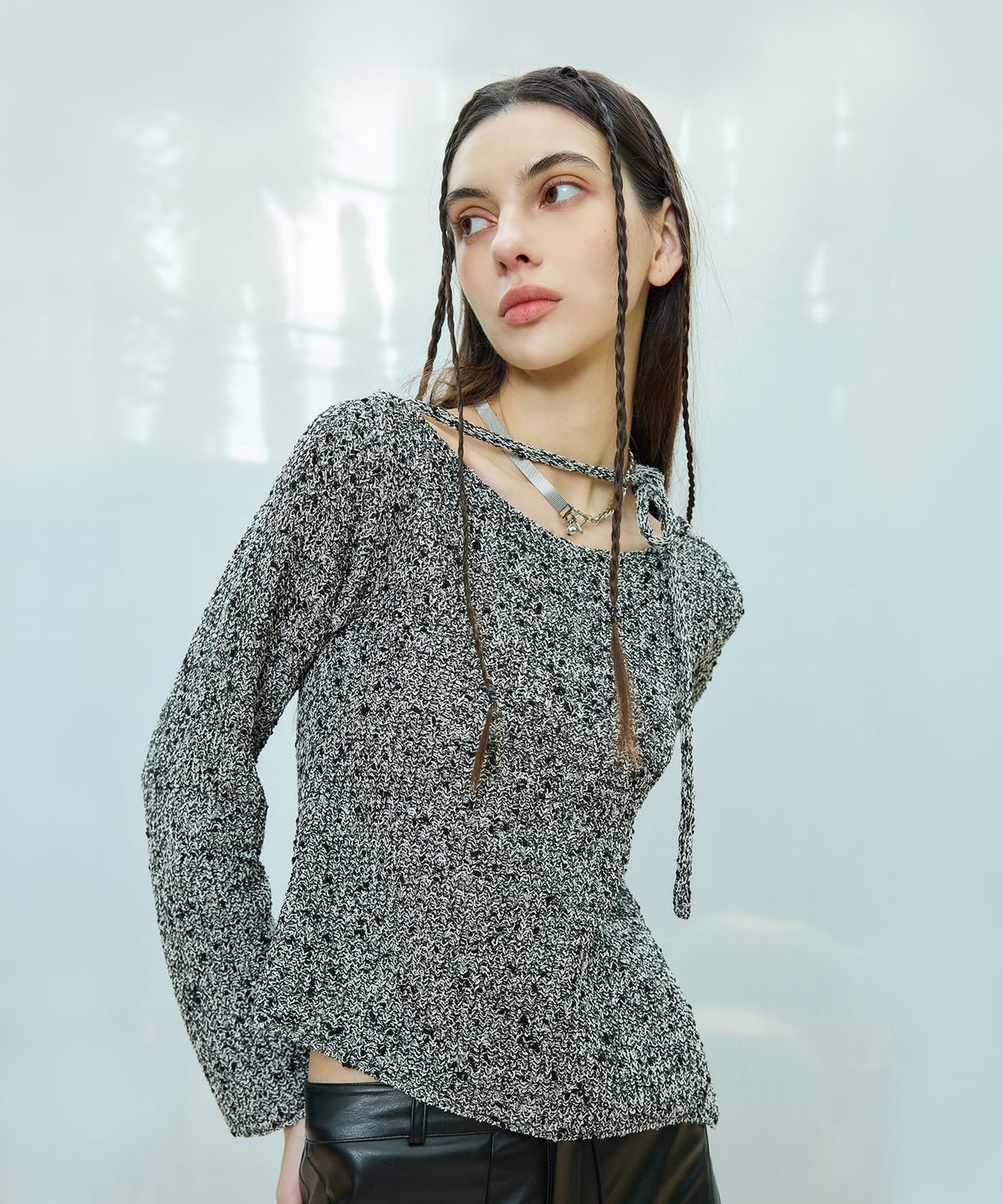 라티젠(LARTIGENT) L9 MIX OPEN KNIT(BLACK)