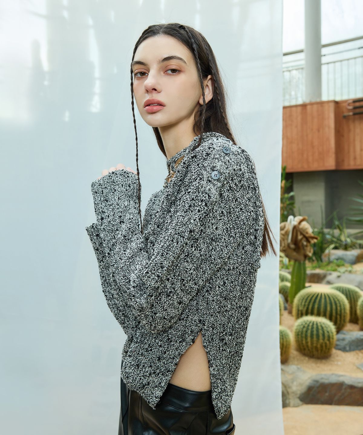 라티젠(LARTIGENT) L9 MIX OPEN KNIT(BLACK)
