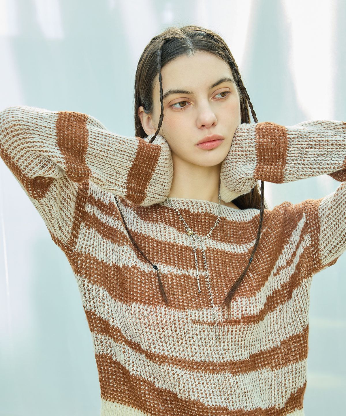라티젠(LARTIGENT) L9 ZEBRA COLOR KNIT(BROWN)