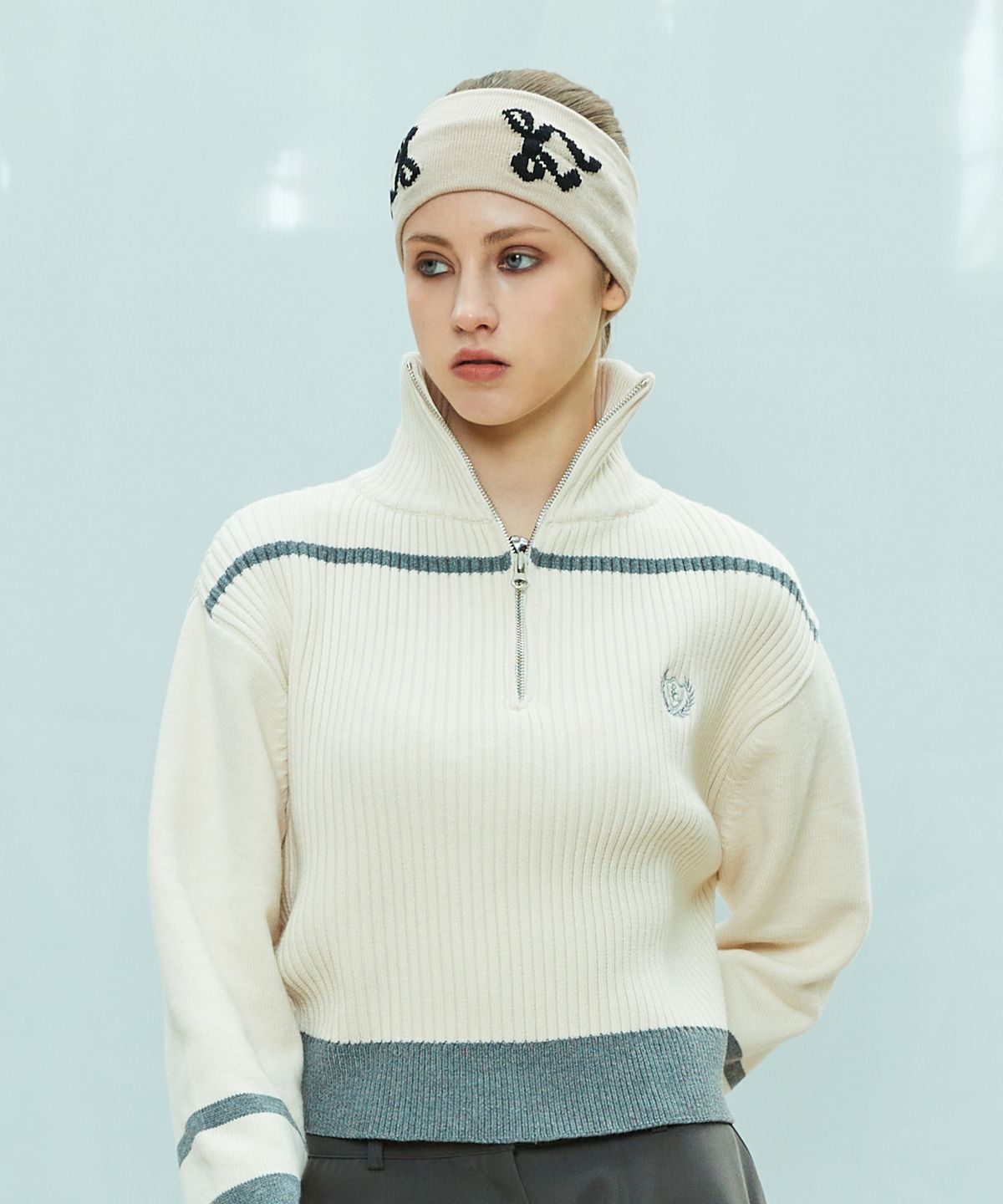 라티젠(LARTIGENT) L9 HALF ZIP-UP KNIT(IVORY)