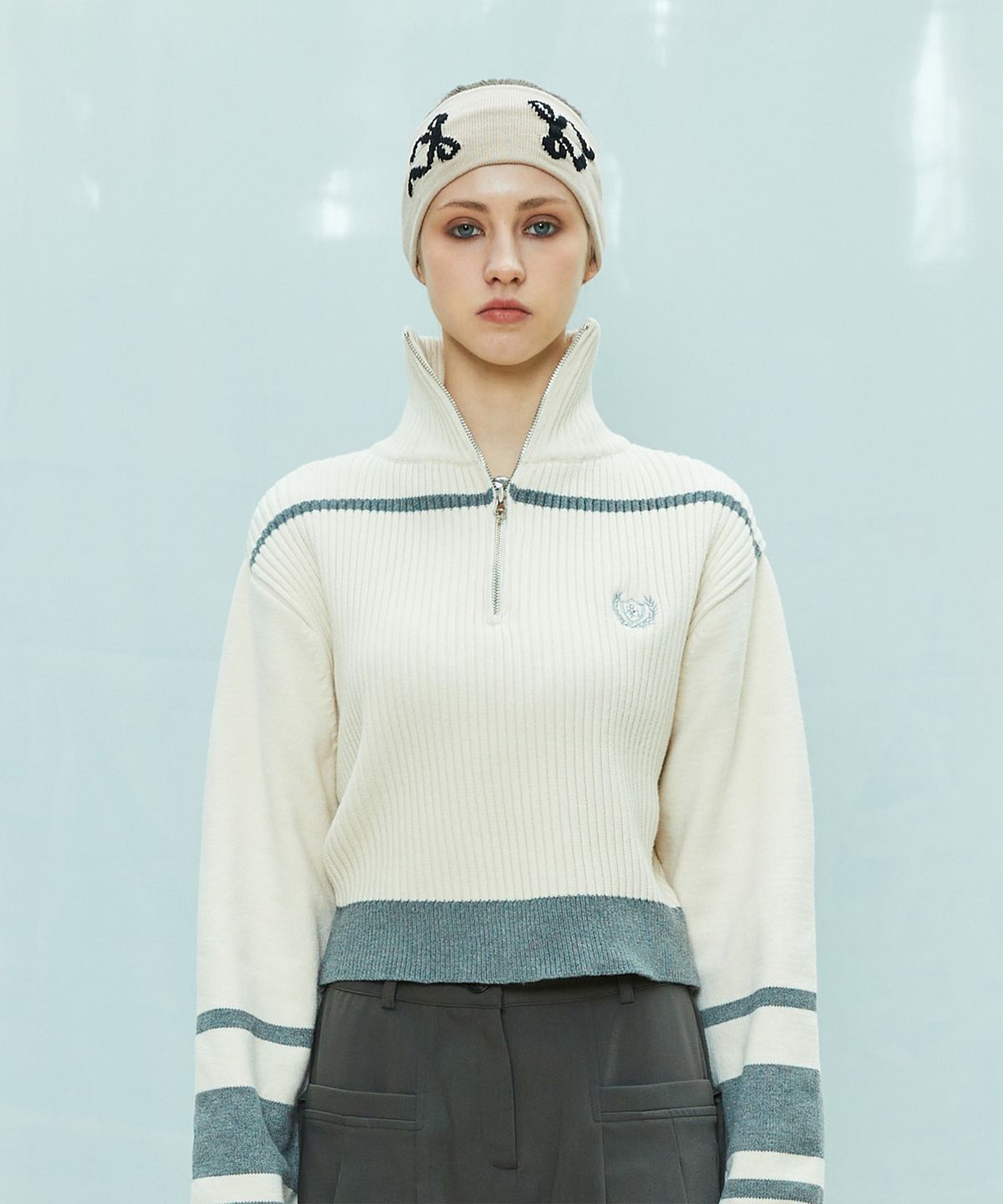라티젠(LARTIGENT) L9 HALF ZIP-UP KNIT(IVORY)