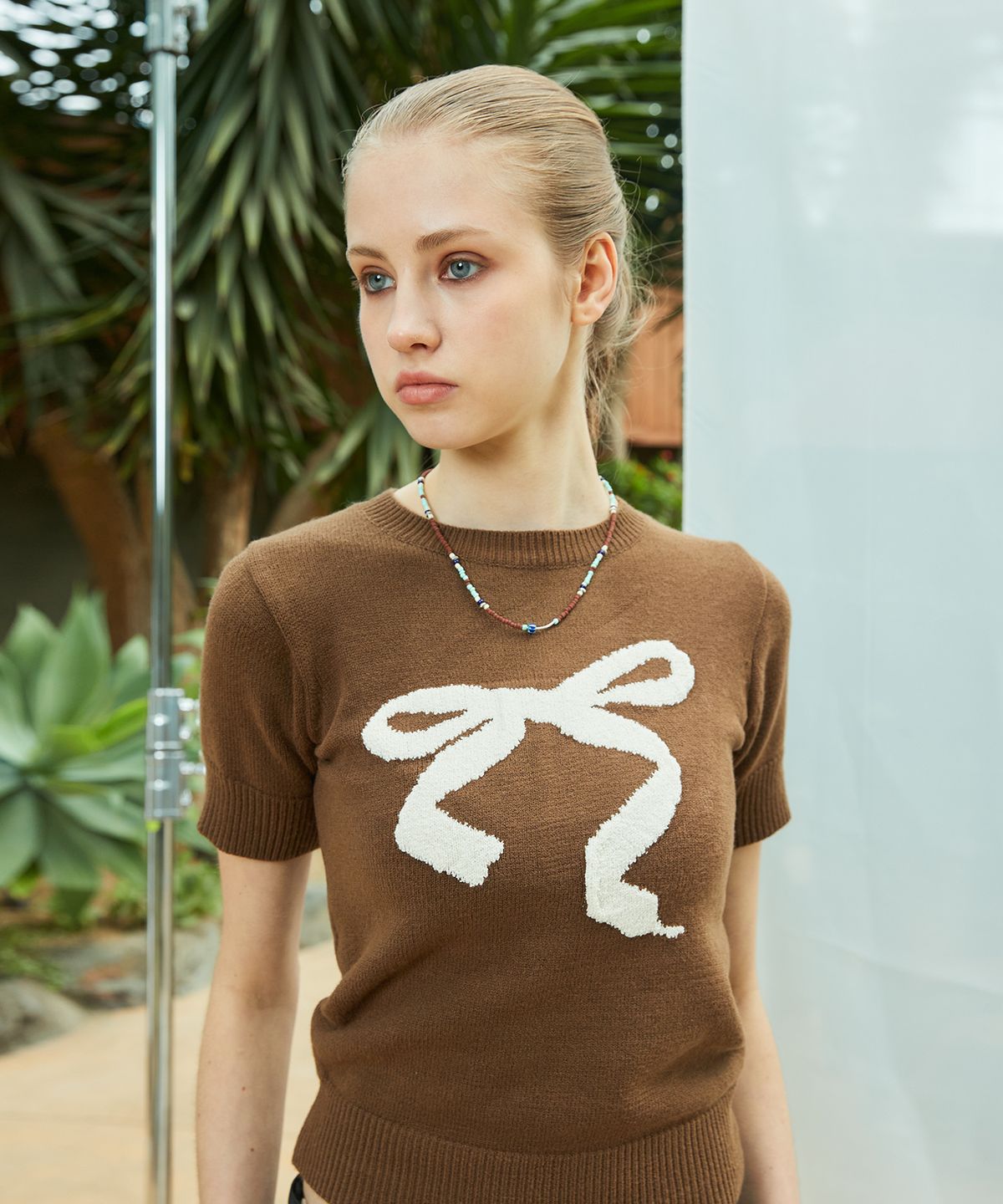라티젠(LARTIGENT) L9 RIBBON MIX HALF KNIT(BROWN)