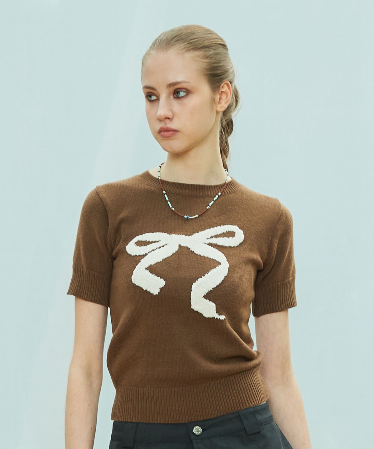 라티젠(LARTIGENT) L9 RIBBON MIX HALF KNIT(BROWN)