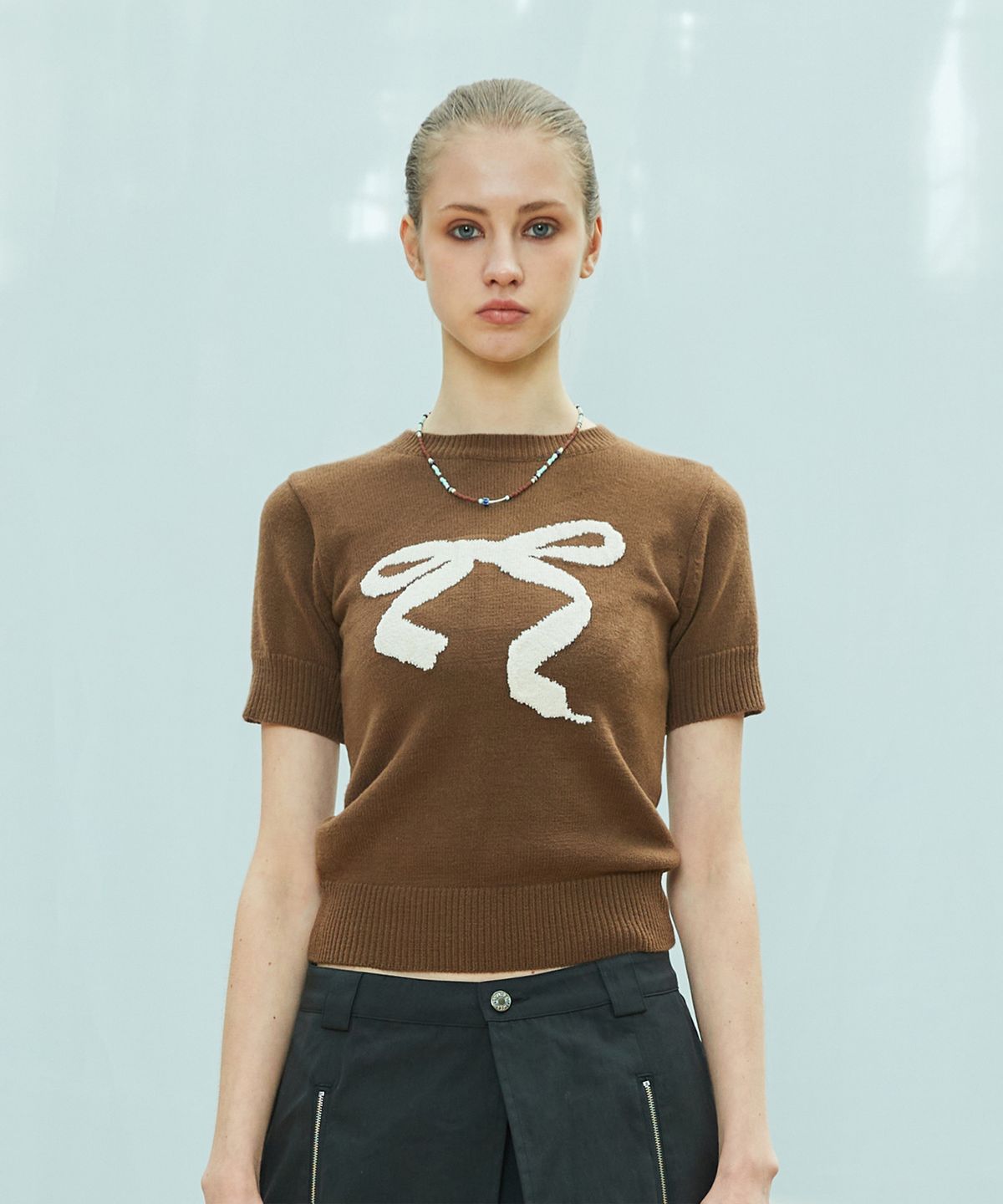 라티젠(LARTIGENT) L9 RIBBON MIX HALF KNIT(BROWN)