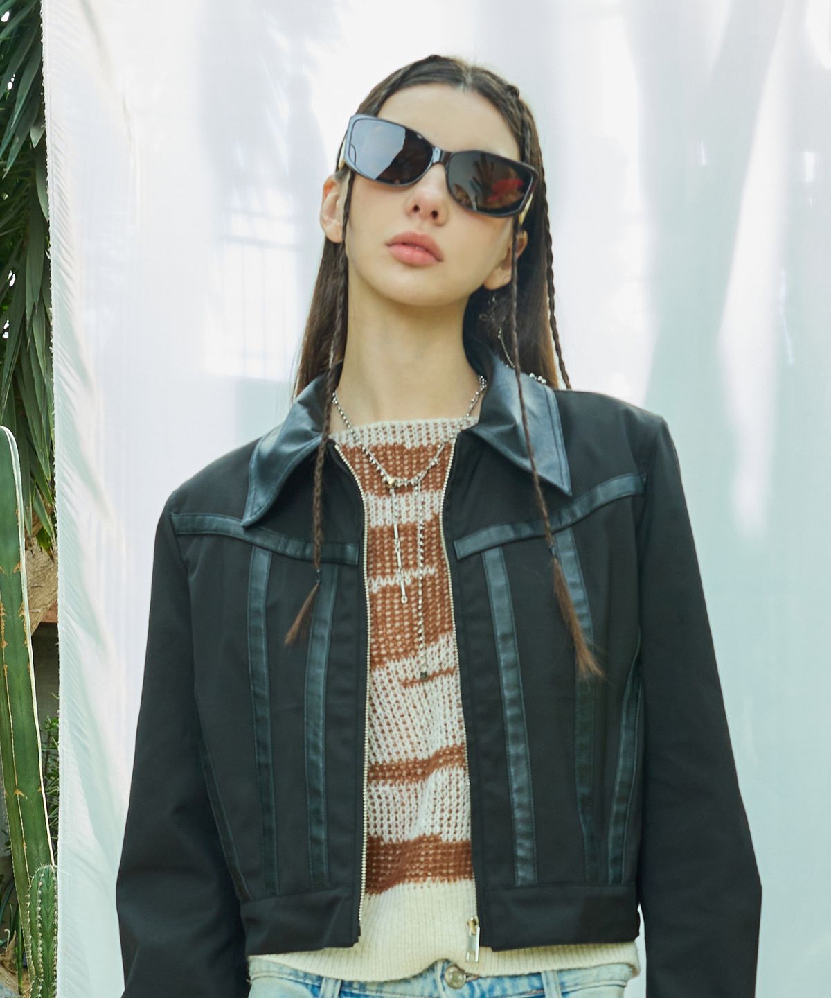 라티젠(LARTIGENT) L9 COLLAR CROP JACKET(BLACK)