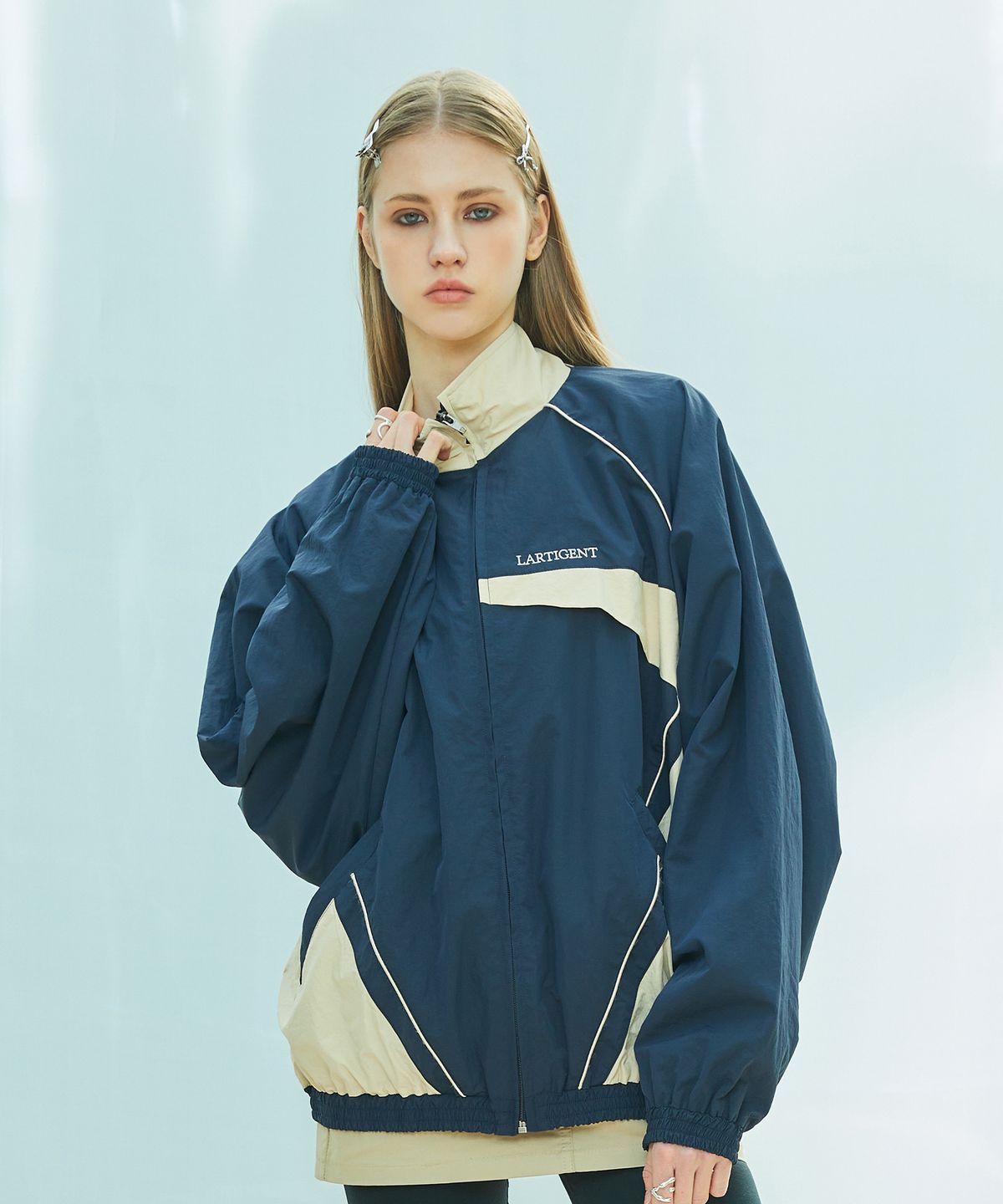 라티젠(LARTIGENT) L9 COLOURWAY NYLON JACKET(NAVY)