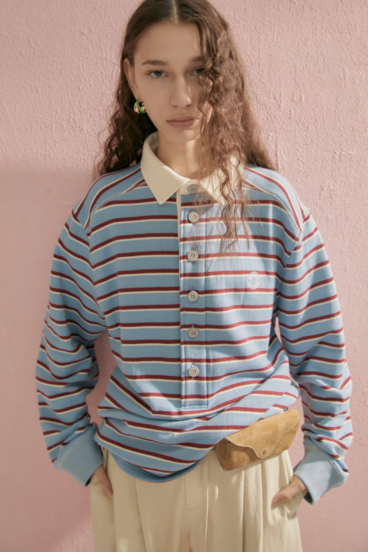노앙(NOHANT) STRIPE RUGBY SHIRT STRIPE-BLUE