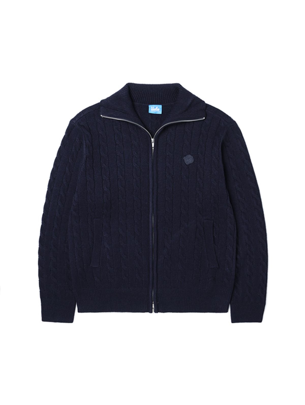 유씨엘에이(UCLA) 남녀공용 하이넥 집업 케이블 니트[NAVY](UA1GD80_45)