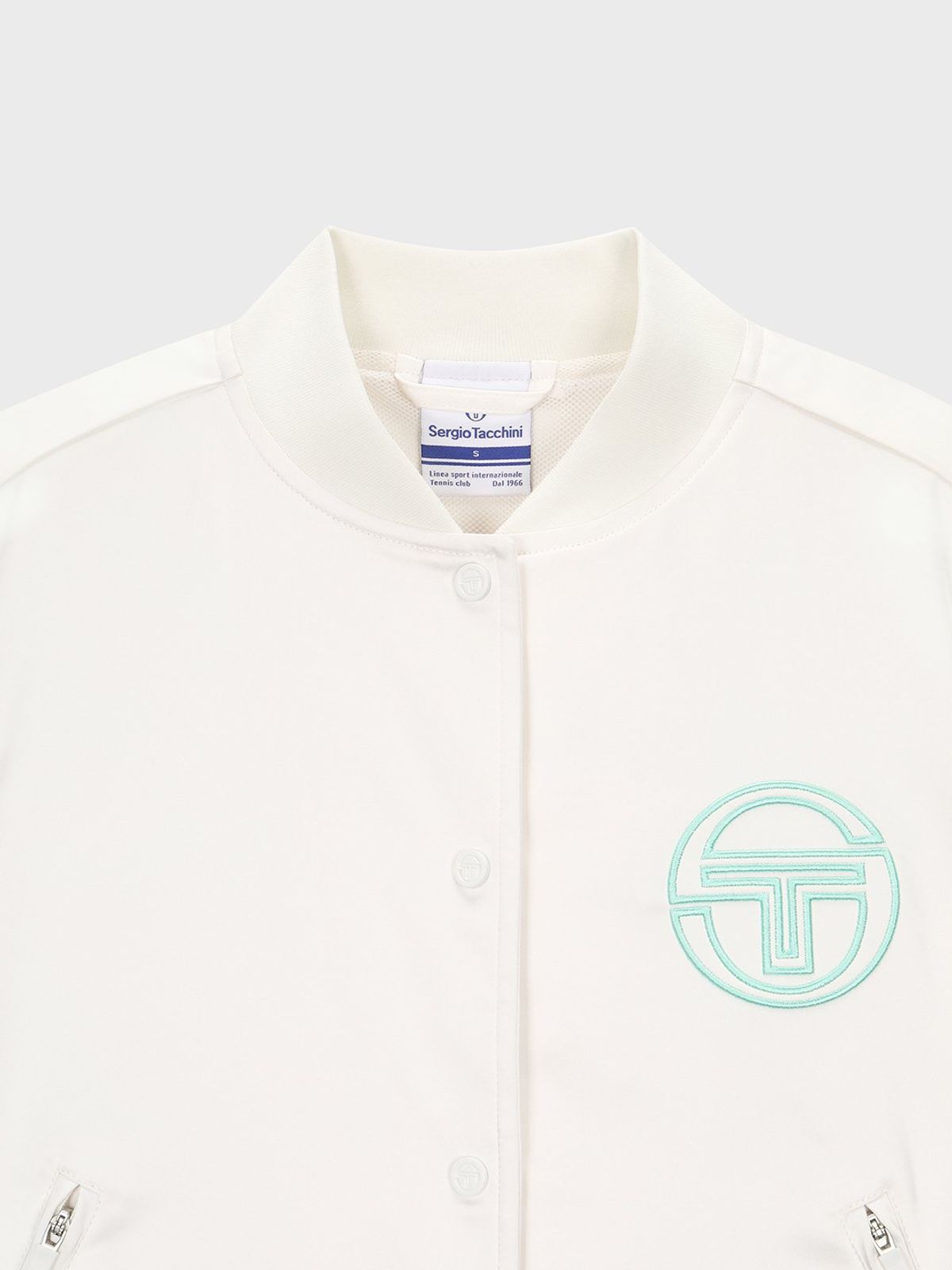 세르지오 타키니(SERGIO TACCHINI) W 프레피 사틴 바시티 자켓 (White)