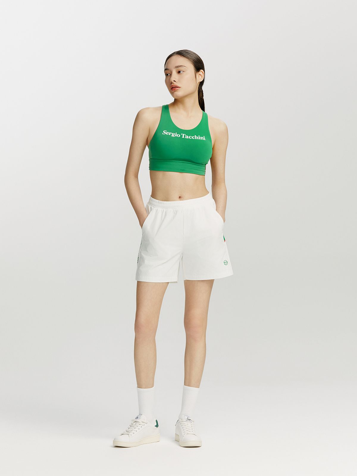 세르지오 타키니(SERGIO TACCHINI) W 플래그 우븐 숏팬츠 (White)