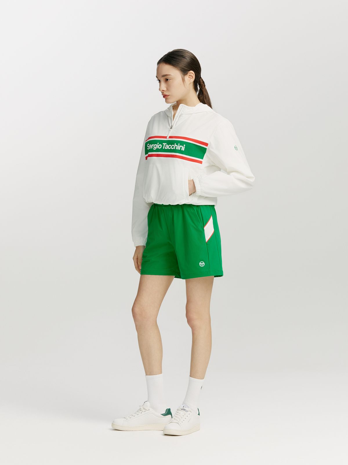 세르지오 타키니(SERGIO TACCHINI) W 플래그 우븐 숏팬츠 (Green)
