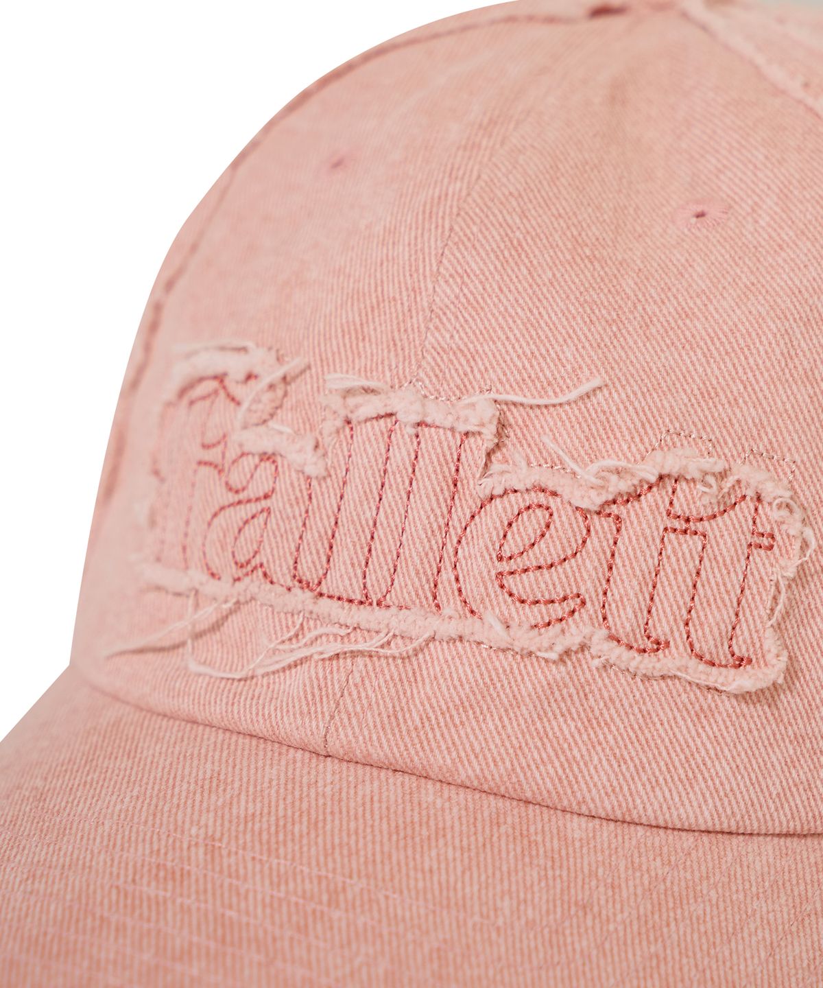 팔렛(FALLETT) 아플리케 데미지 볼캡 핑크