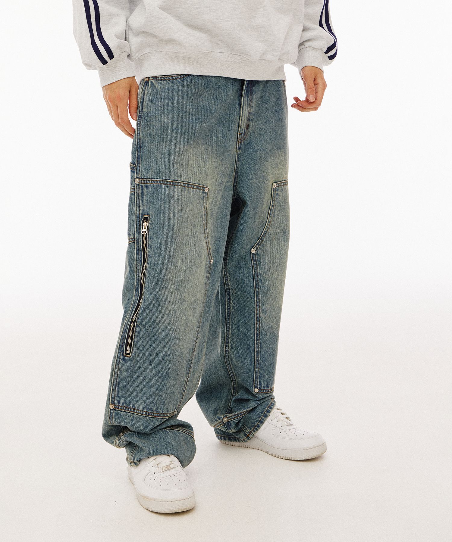 MUSINSA | 1993STUDIO Double knee carpenter washed denim