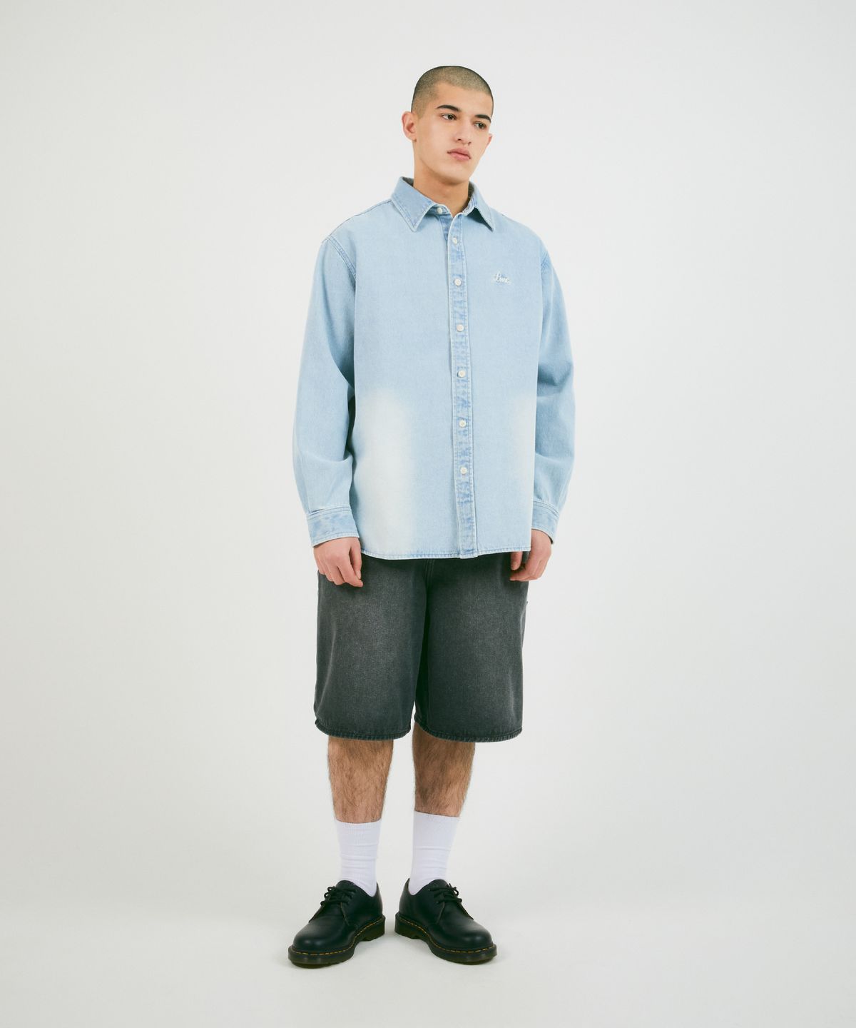 엘엠씨(LMC) BRUSH WASHED DENIM SHIRT black