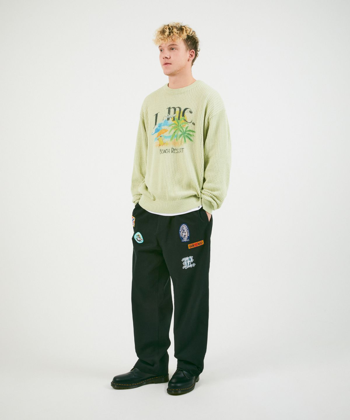 엘엠씨(LMC) RESORT MESH KNIT SWEATER light green