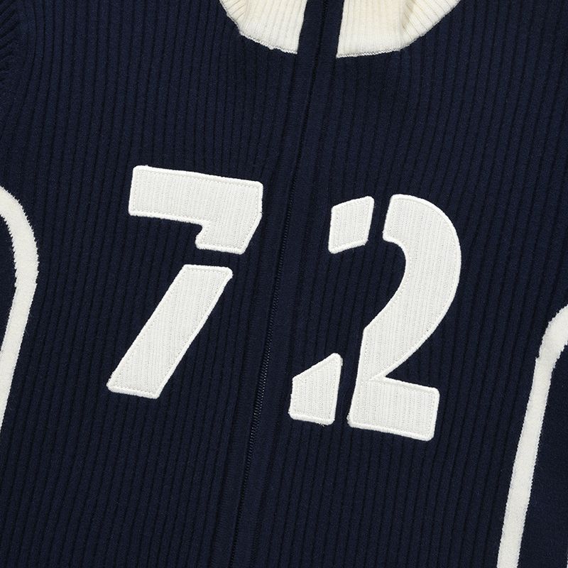 MUSINSA公式 | KIRSH Line point high neck knit zip-up [navy]