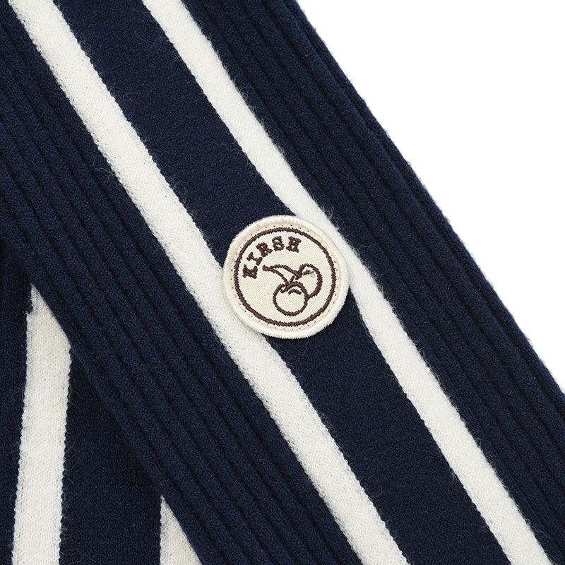 MUSINSA | KIRSH Line point high neck knit zip-up [navy]