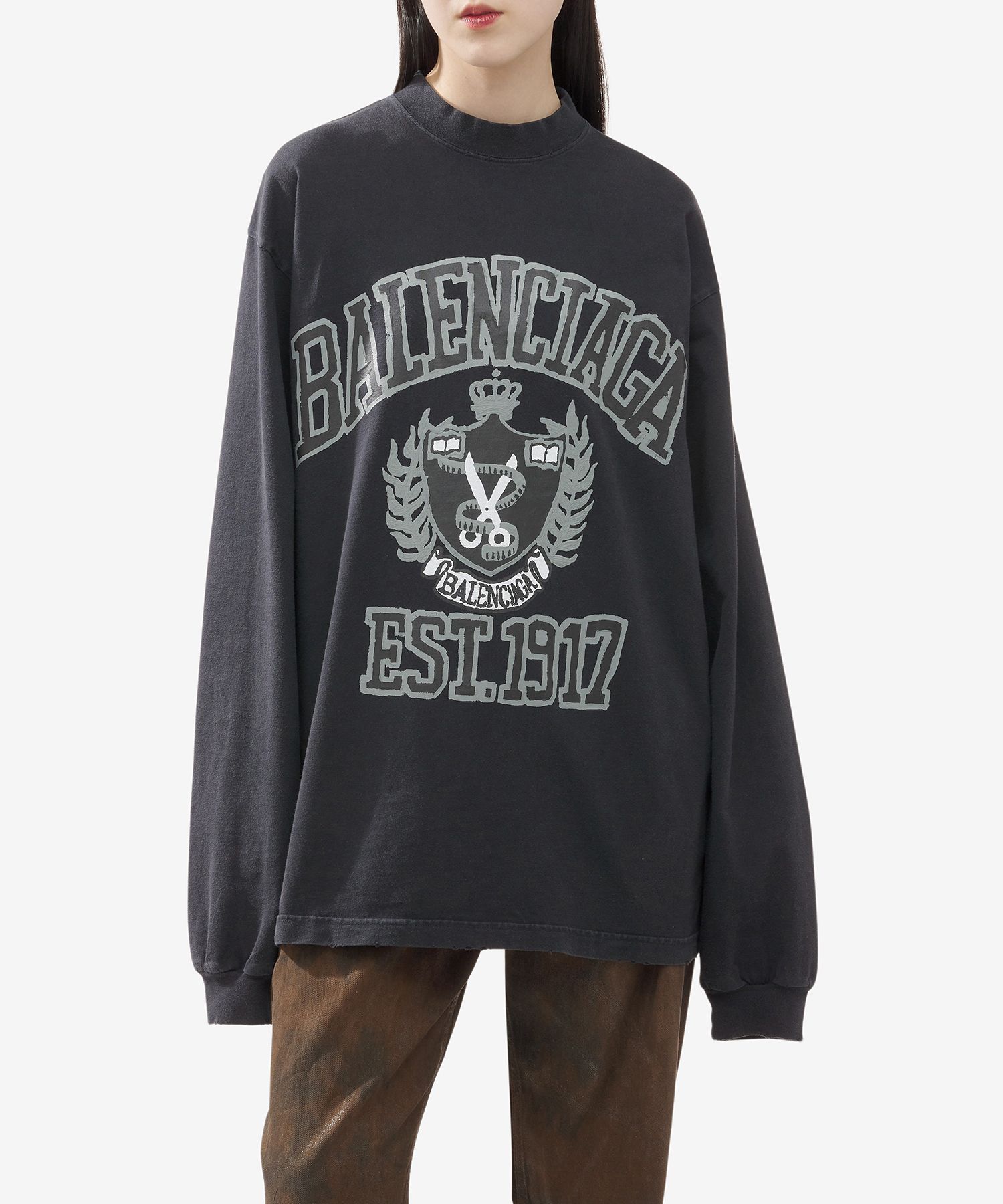 MUSINSA | BALENCIAGA College Logo Print Long Sleeve T-Shirt