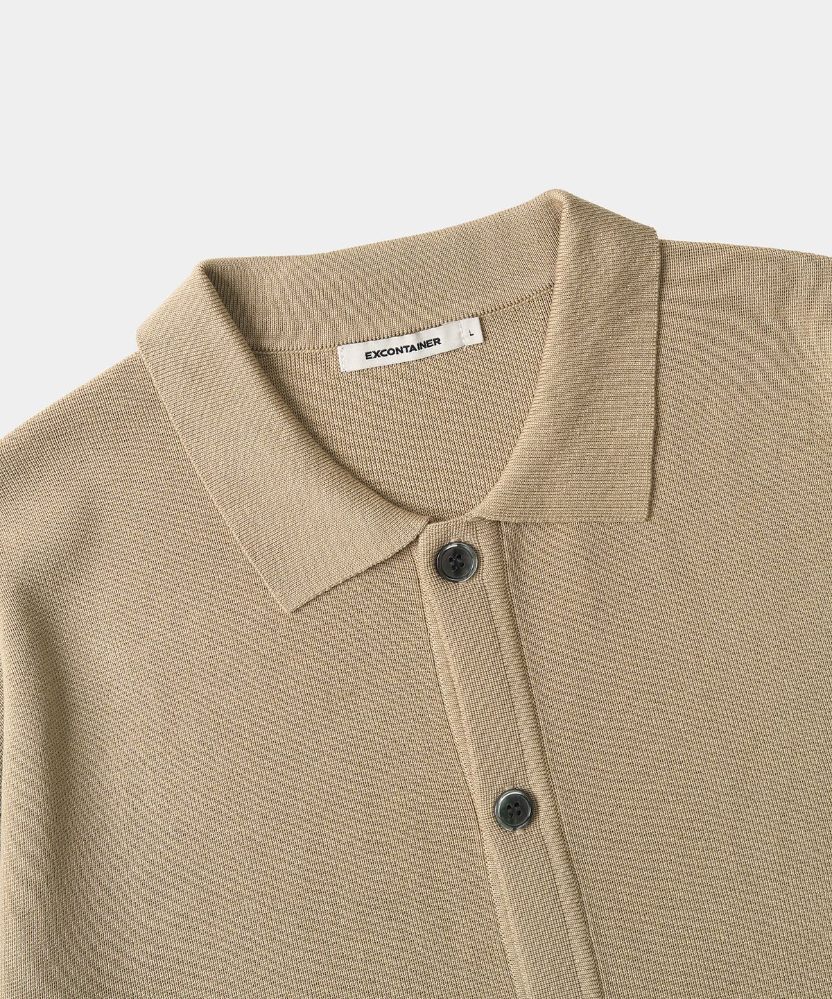 엑스컨테이너(EXCONTAINER) 에센셜 카라 하프 니트 가디건 (BEIGE)