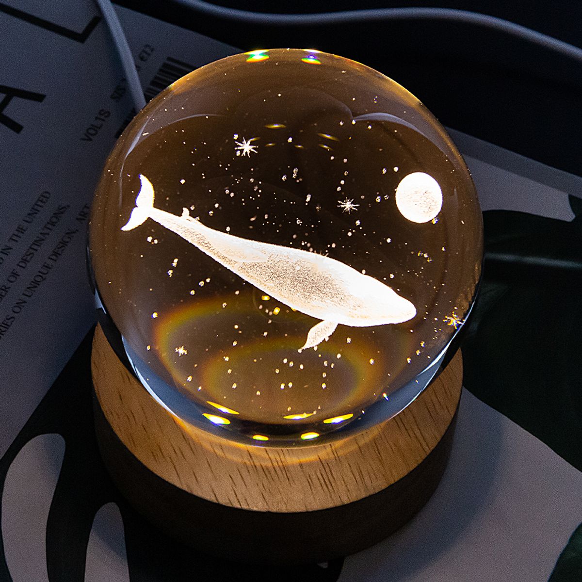 레토(LETO) 유리구슬 3D 고래 LED 무드등