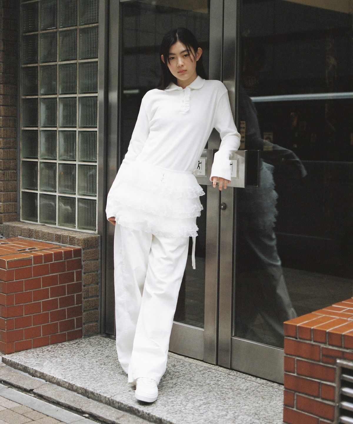 오헤시오(OHESHIO) cancan lace ribbon wrap skirt (white)
