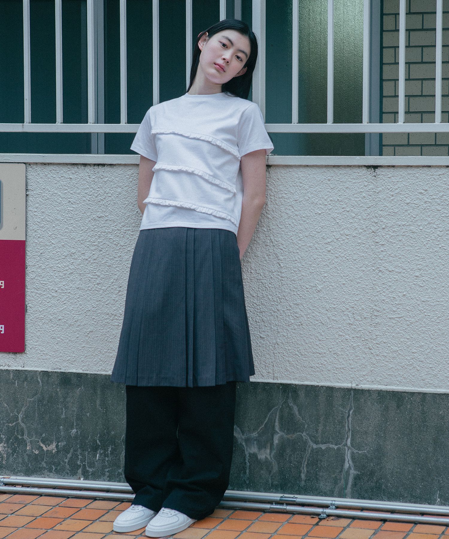 OHESHIO フリルフードTシャツ MUSINSA公式 | OHESHIO frill t-shirt (white)