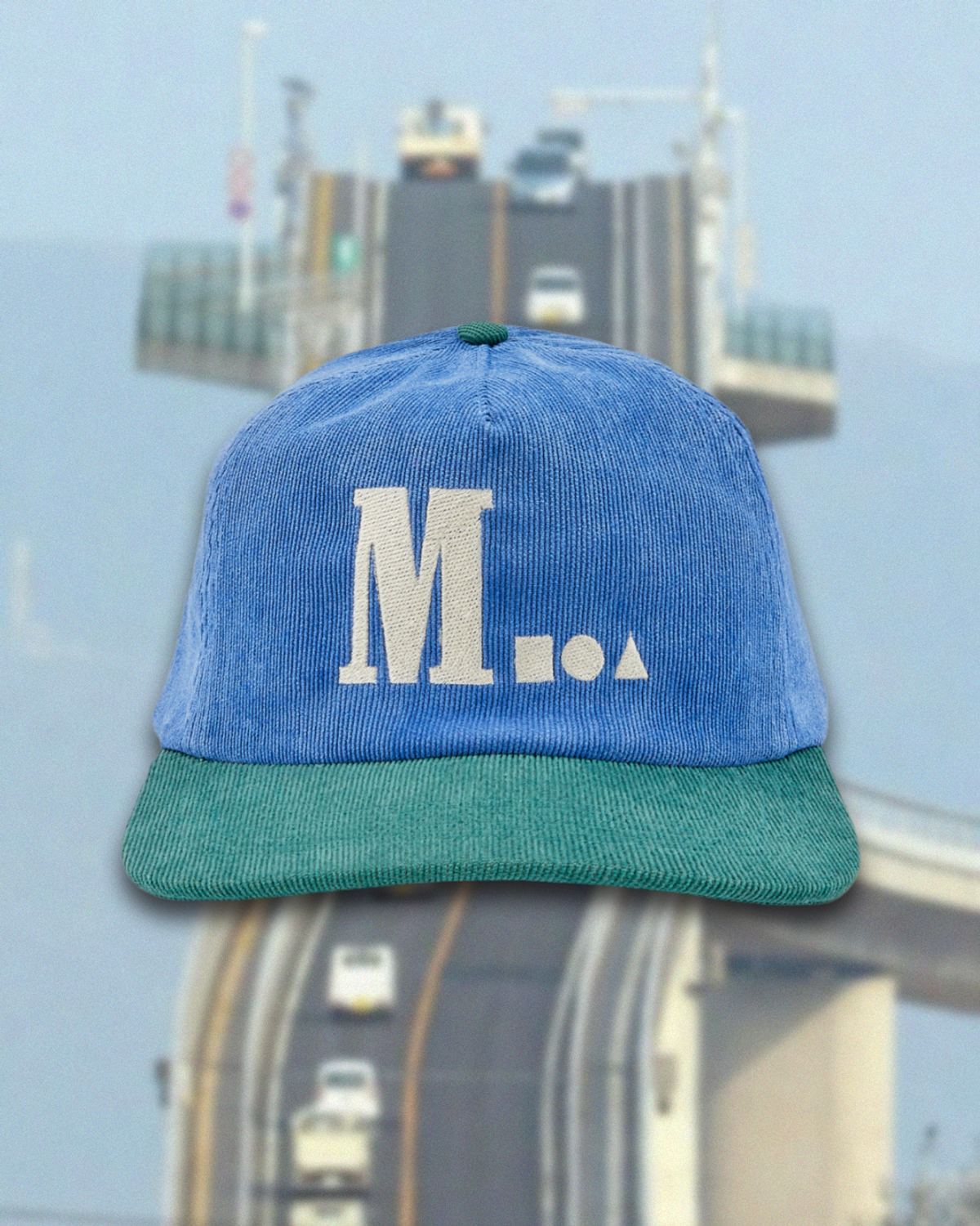 미디엄스(MEDIUMS) Geometric Logo Corduroy Cap - Blue&Green(도형 로고 코듀로이 캡)