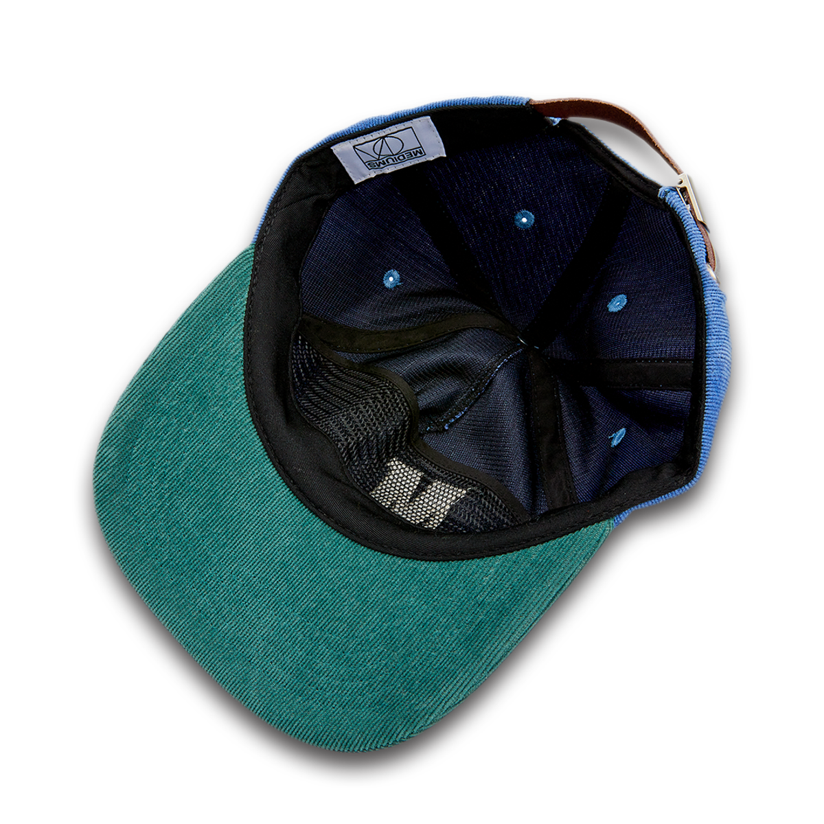 미디엄스(MEDIUMS) Geometric Logo Corduroy Cap - Blue&Green(도형 로고 코듀로이 캡)