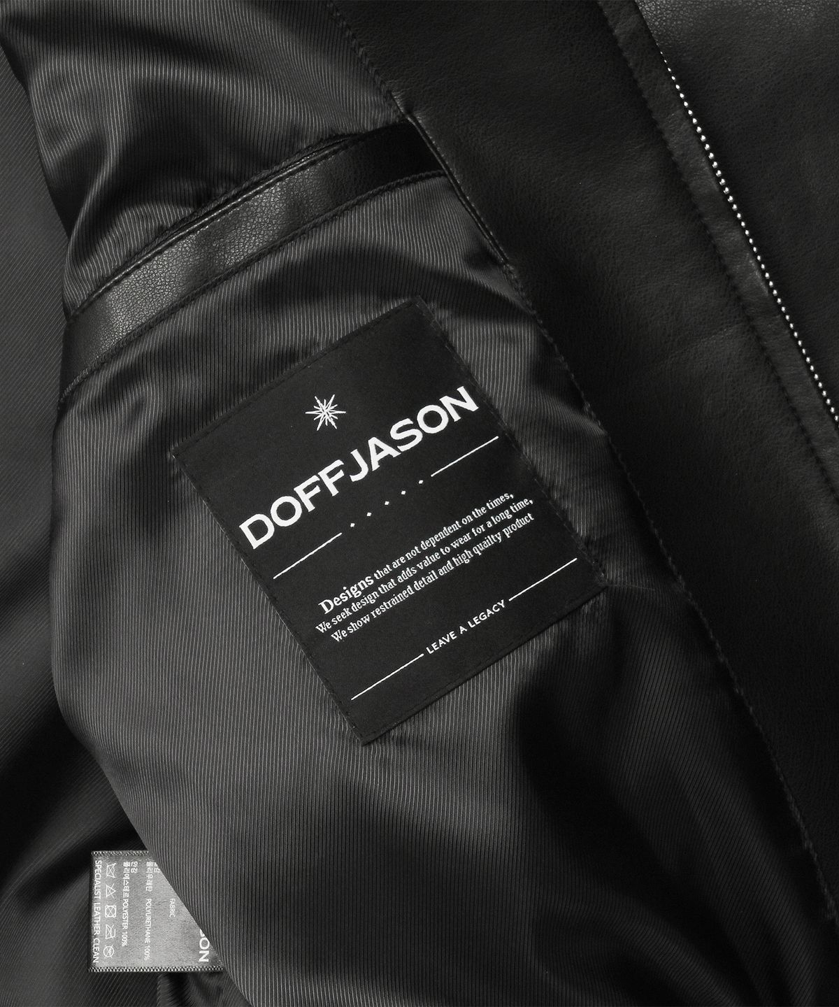 도프제이슨(DOFFJASON) 비건레더 해링턴 자켓 BLACK