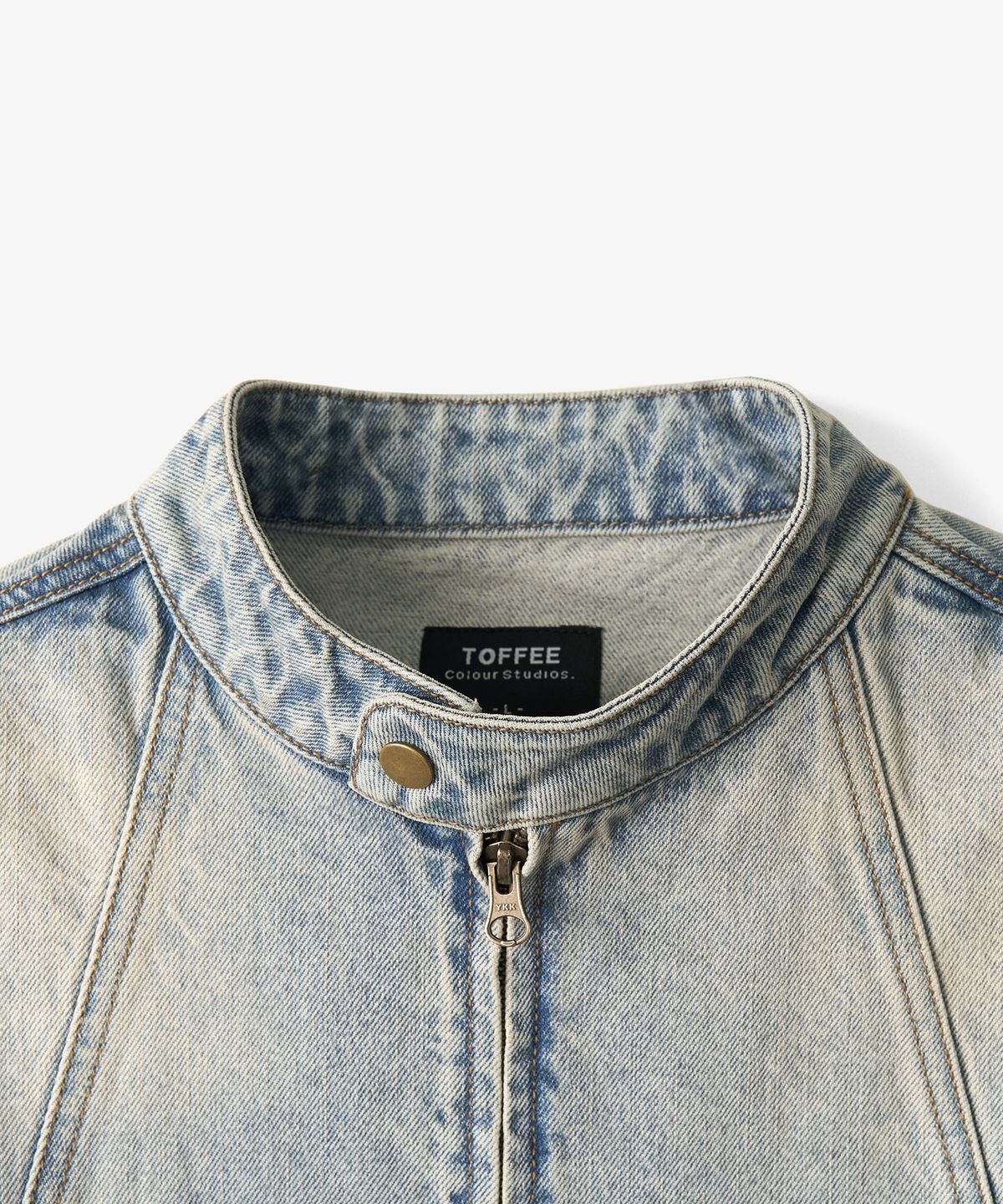 토피(TOFFEE) 빈티지 스냅 데님 블루종 자켓 (BLEACHED BLUE)