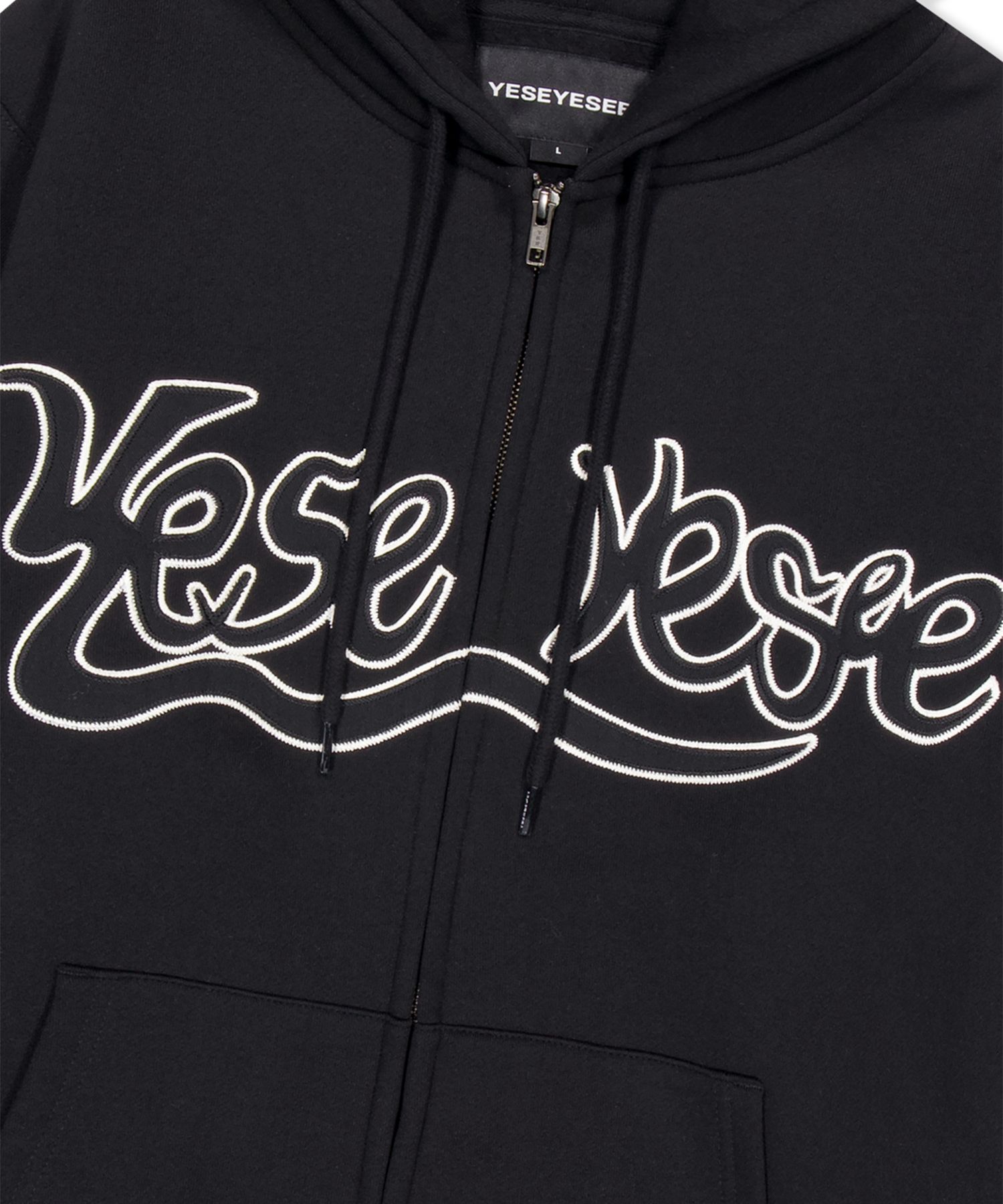 MUSINSA | YESEYESEE YES Snail Logo Zip-up Hoodie Black