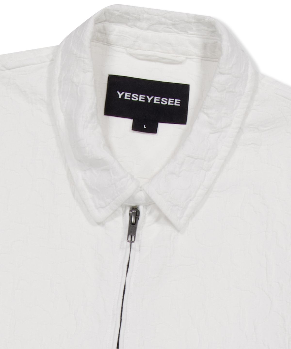 예스아이씨(YESEYESEE) Abstract Jacquard Zip Jacket White