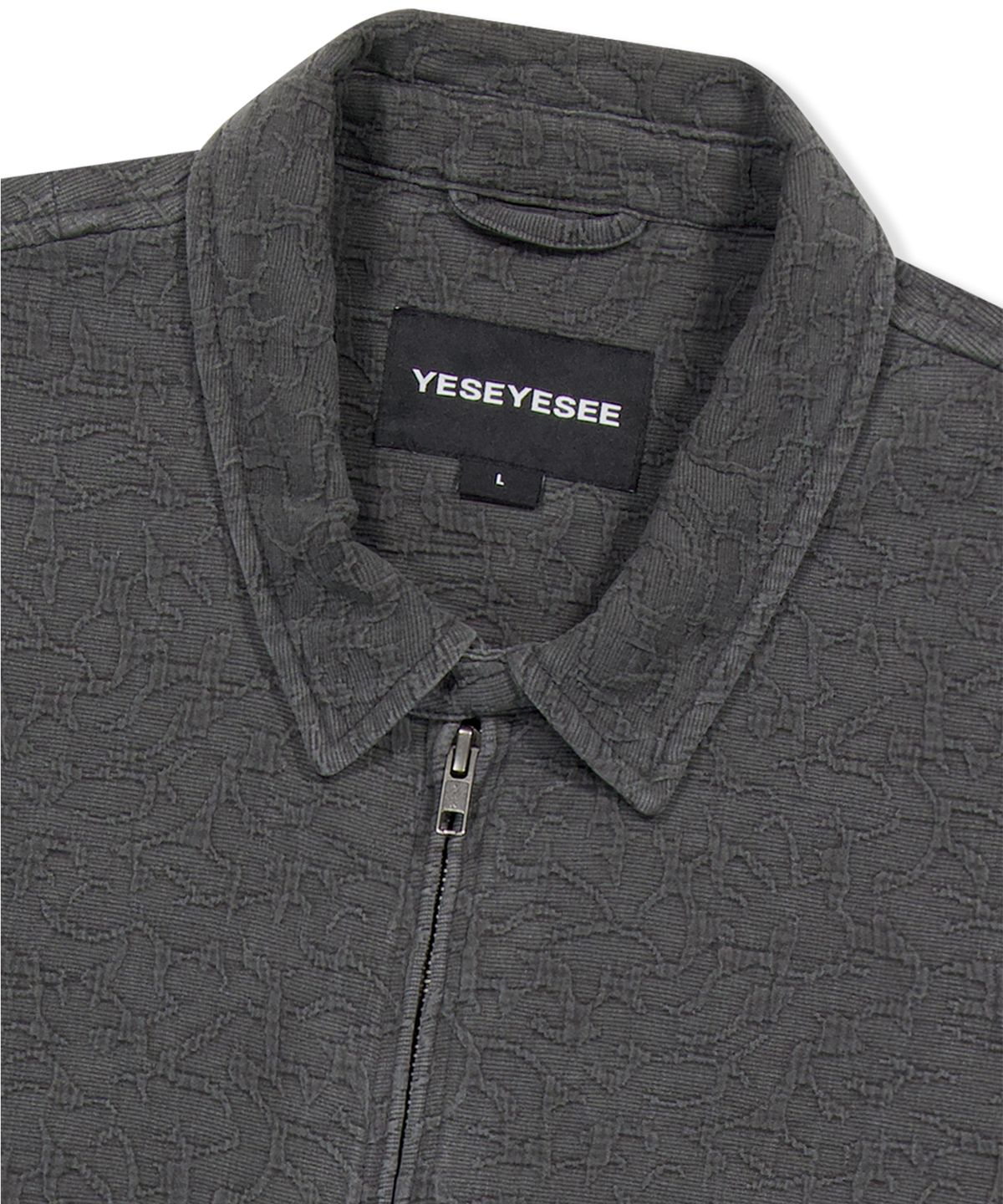 예스아이씨(YESEYESEE) Abstract Jacquard Zip Jacket Charcoal